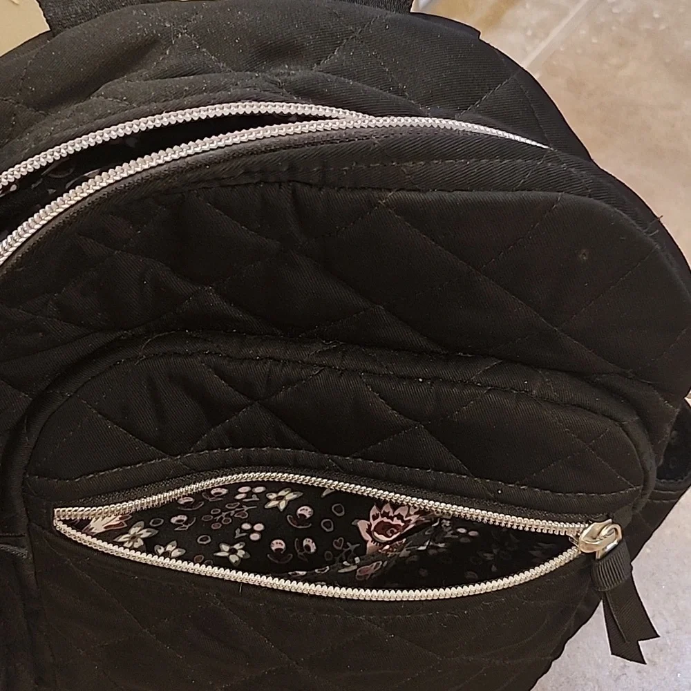 Black Quilted Backpack - Picture 3 of 5